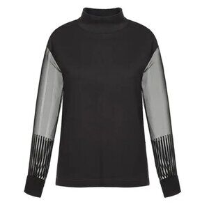 Cop. Copine Vite Top SZ SMALL Black Sheer Sleeves MSRP $308 Designer Classic EUC